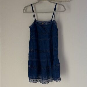 Free People FP One Lace Slip Dress Blue XS Boho Mini Lingerie